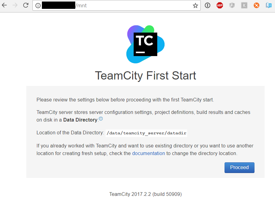 TeamCity Initial Setup Page