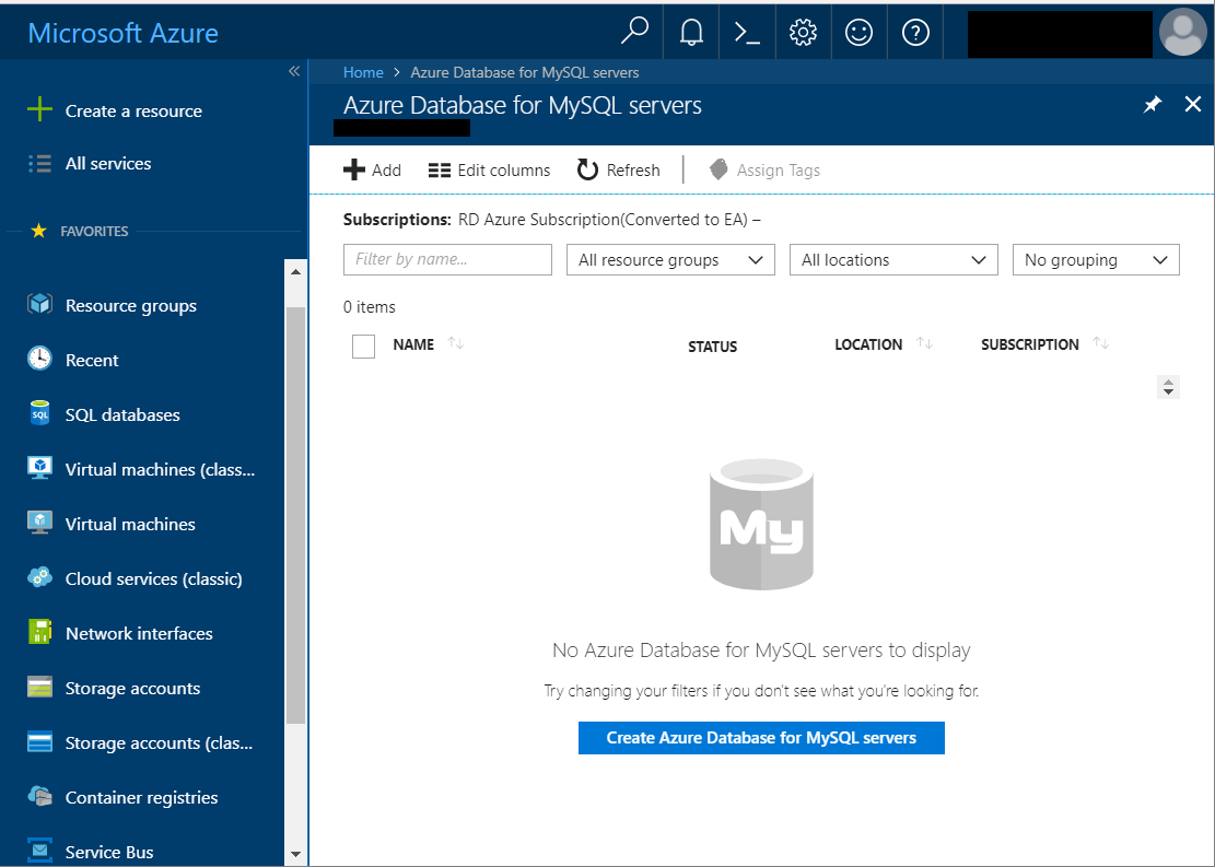 Azure Database for MySQL Server